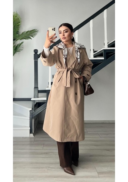 Taş Çıkarılabilir Şal Aksesuarlı Premium Trençkot fiyatları