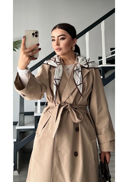 Taş Çıkarılabilir Şal Aksesuarlı Premium Trençkot modelleri