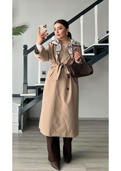 Taş Çıkarılabilir Şal Aksesuarlı Premium Trençkot indirimleri