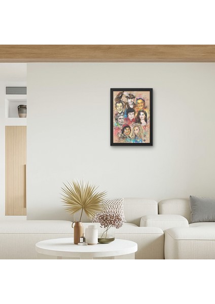 Yeşilçam Efsaneleri Kolaj Tablosu | Nostaljik Türk Sineması Sulu Boya Poster | Ahşap Duvar Dekoru