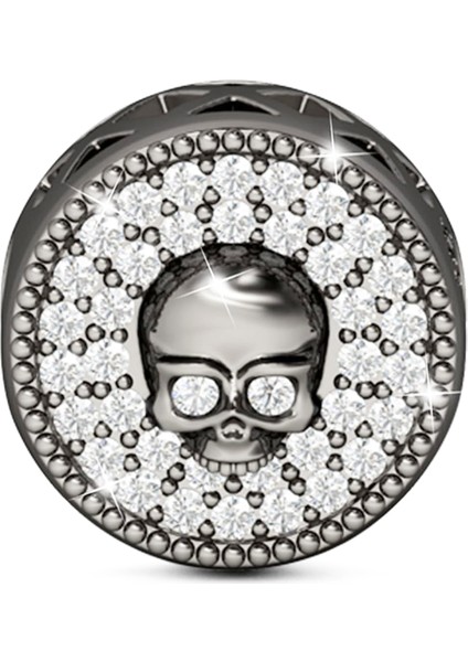 Siyah Kaplama Kuru Kafa Kafes Işi Gümüş Charm