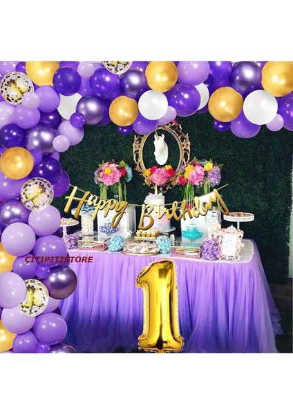 Çıtıpıtıstore Mor Renkli Doğum Günü Balon Zincir Set