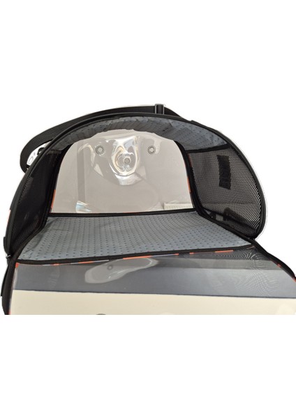 Turuncu Şeffaf ve Kamuflaj Tarzında Kedi ve Köpek Taşıma Çantası