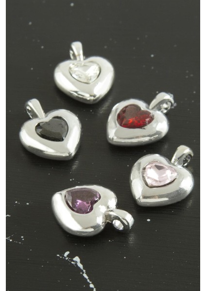 Msa-Shop Kalp Zirkon Taşlı Tek Kulplu Aparat 1 Adet-Siyah