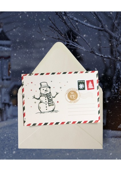 Yılbaşı Kardan Adam Kartpostal Seti, Yeniyıl, Noel, Tebrik ve Hediye Kartları, 25 Adet, 10X15 cm indirimleri