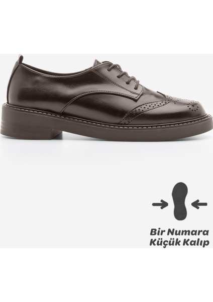 Kadın Bağcıklı Maskülen Çift Yüzlü Günlük Oxford Ayakkabı Sindo Kahve modelleri