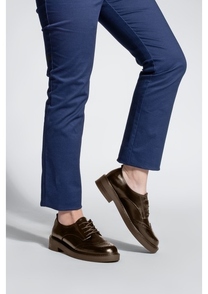 Kadın Bağcıklı Maskülen Çift Yüzlü Günlük Oxford Ayakkabı Sindo Kahve fırsatları