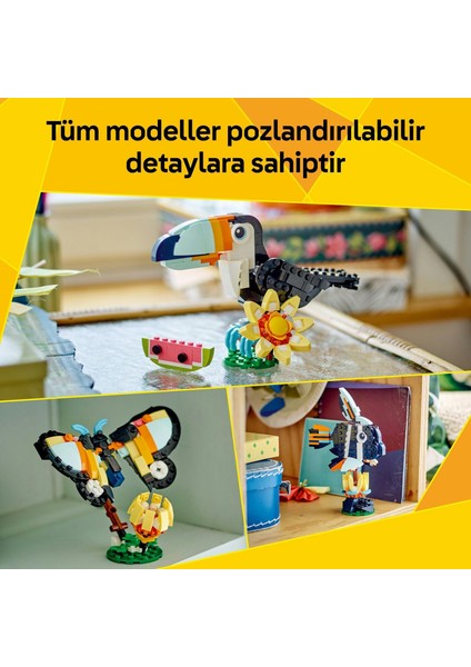 LEGO Creator 3'ü 1 Arada Vahşi Hayvanlar: Tropikal Tukan Kuşu 31173-7 Yaş ve Üzeri Doğa ve Hayvan Tutkunu Çocuklar Için Kelebek ve Balık Olarak Inşa Edilebilen Yaratıcı Oyuncak Yapım Seti (225 Pr) fiyatları