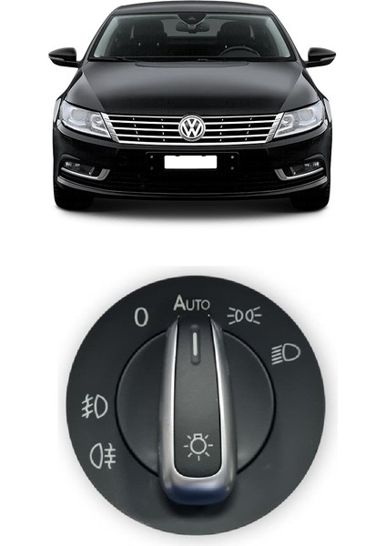 Vw Volkswagen Passat cc 2013-2017 Uyumlu Far Açma Anahtarı Auto Özellikli Krom Detaylı 3C8941431A