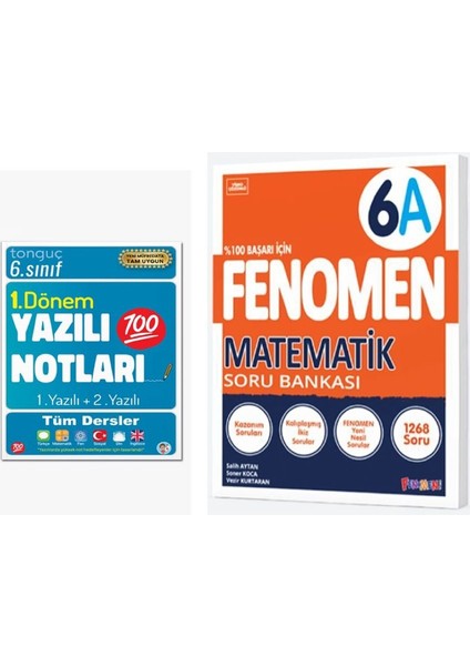6. Sınıf Yazılı Notları 1. Dönem 1 ve 2. Yazılı ve Fenomen Okul Yayınları 6. Sınıf Matematik A Fenomen Soru Bankası