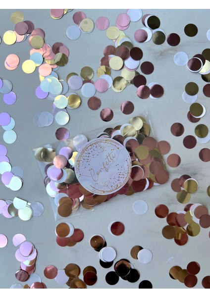 50'li Konfeti Paketi Seti - Pastel Renkli Stickerlı Paketli Düğün, Nikah, Nişan Konfetisi
