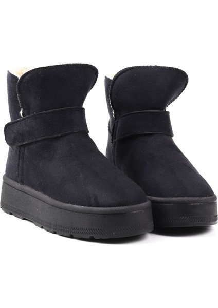 Kadın Siyah Günlük Kalın Taban Bot - Içi Kürklü Platform Streç Model