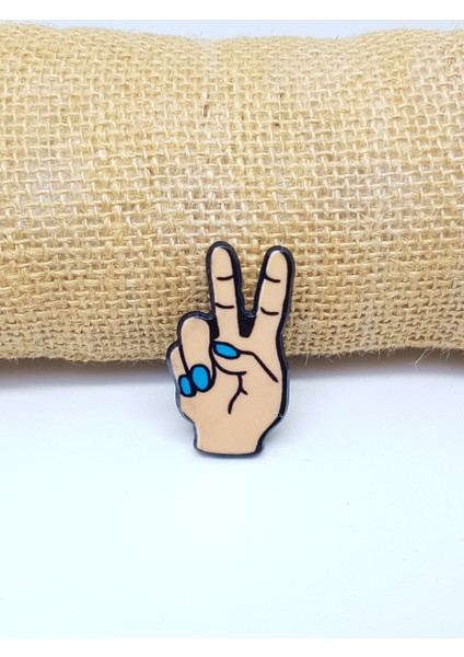 Zafer Işareti Rozet Zafer Rozet Rock Rozet Sembol Rozet Pin Kadın Broş Çanta Süsü