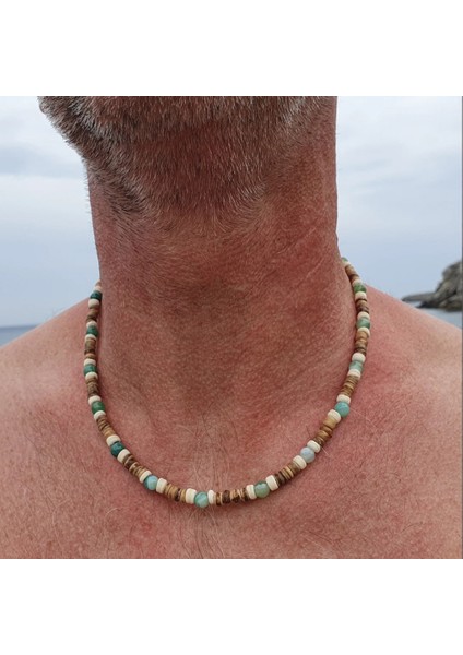 Tatil Tarzı Hindistancevizi Kabuğu Boncuklu Kolye Erkekler Modaya Uygun Yeşil Aventurine Kolyesi Solmaz (Yurt Dışından) fiyatları