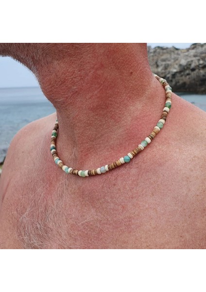 Tatil Tarzı Hindistancevizi Kabuğu Boncuklu Kolye Erkekler Modaya Uygun Yeşil Aventurine Kolyesi Solmaz (Yurt Dışından) modelleri