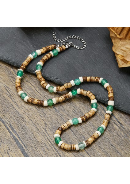 Tatil Tarzı Hindistancevizi Kabuğu Boncuklu Kolye Erkekler Modaya Uygun Yeşil Aventurine Kolyesi Solmaz (Yurt Dışından) fırsatları