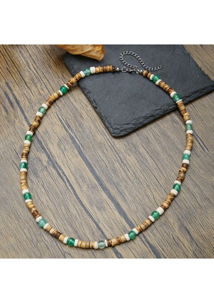 Tatil Tarzı Hindistancevizi Kabuğu Boncuklu Kolye Erkekler Modaya Uygun Yeşil Aventurine Kolyesi Solmaz (Yurt Dışından) indirimleri