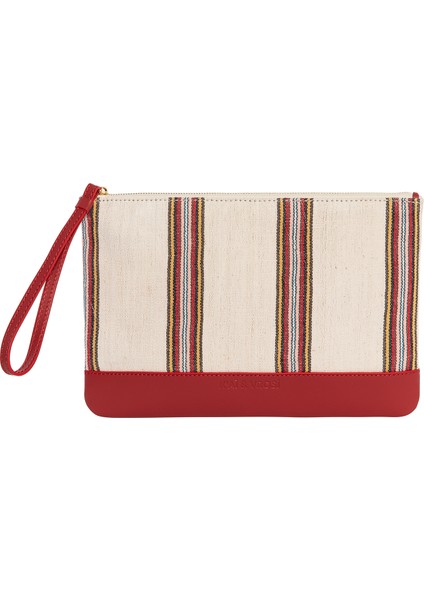 Antiochia - Kırmızı Deri Çok Renkli Dokuma Kumaş Portföy fiyatları