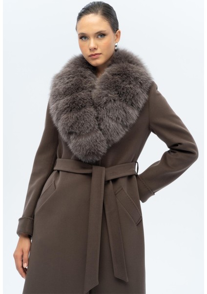 Çıkabilir Kürklü Belden Bağlamalı Uzun Kaşmir Kaban Duman 3133-TK modelleri