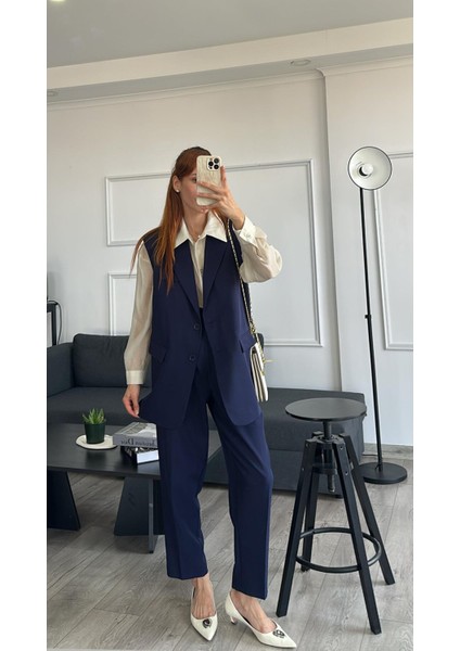 Zr Model Marka Vatkalı Yelek Pantolon Takım - Havuç Pantolon Uzun Yelek Düz Renk Takım fırsatları