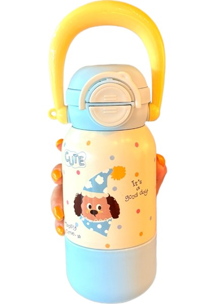 Yüksek Görünümlü Kız Taşınabilir Üç Içecek Termos Bardak 316 Paslanmaz Çelik Öğrenci Niş Çarpışmayan Karikatür Pipetli Bardak (Yurt Dışından)