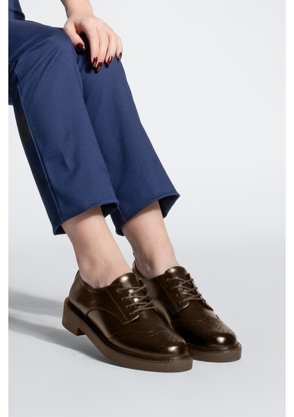 Kadın Bağcıklı Maskülen Çift Yüzlü Günlük Oxford Ayakkabı Sindo Kahve fırsatları