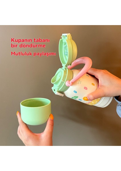 Yüksek Görünümlü Kız Taşınabilir Üç Içecek Termos Bardak 316 Paslanmaz Çelik Öğrenci Niş Çarpışmayan Karikatür Pipetli Bardak (Yurt Dışından) indirimleri