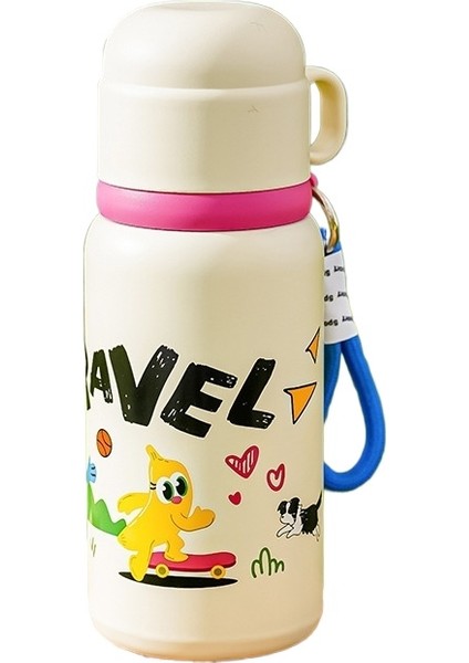 Yeni Yüksek Değerli Paslanmaz Çelik Fincan Karikatür Su Bardağı Çocuk Termos Bardağı Sevimli Öğrenci Bardağı Kapaklı Çift Içecek Bardağı (Yurt Dışından)