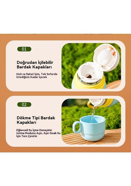 Yeni Yüksek Değerli Paslanmaz Çelik Fincan Karikatür Su Bardağı Çocuk Termos Bardağı Sevimli Öğrenci Bardağı Kapaklı Çift Içecek Bardağı (Yurt Dışından) modelleri
