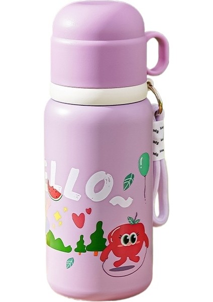 Yeni Yüksek Değerli Paslanmaz Çelik Fincan Karikatür Su Bardağı Çocuk Termos Bardağı Sevimli Öğrenci Bardağı Kapaklı Çift Içecek Bardağı (Yurt Dışından)