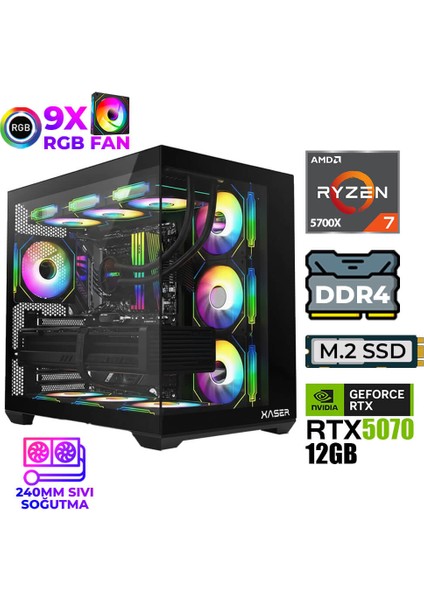 Master X5 Ryzen 7 5700X 32GB Ram 1tb M.2 Nvme SSD 12GB RTX5070 Sıvı Soğutmalı Oyuncu Bilgisayarı