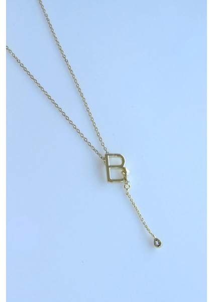 Uzak Şehir B Harfli Çelik Alya Kolye Kararmaz Renk Atmaz