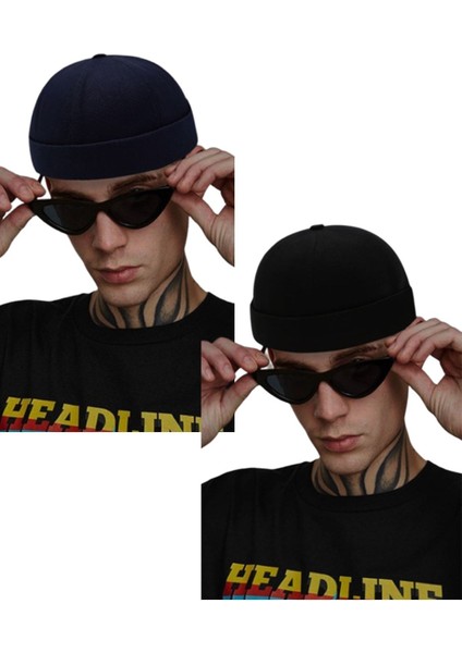 Ayarlanabilir Lacivert-Siyah Retro Takke Yazlık 2.li Set