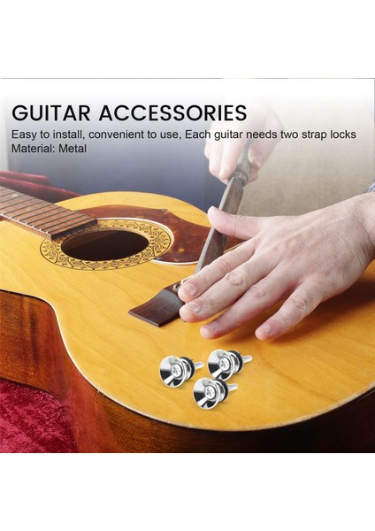 Gitar Bas Krom Metal Uç Pimi Kayış Düğmeleri Yastık Vidalarını Kilitler (16 Adet) (Yurt Dışından) indirimleri