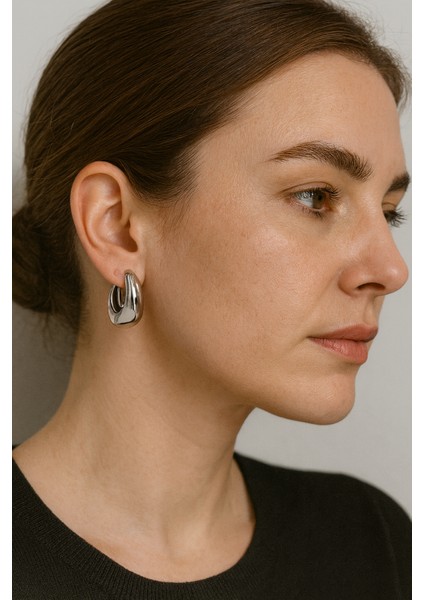 Fıora Damla Küpe Paslanmaz Gümüş Kaplama Küpe