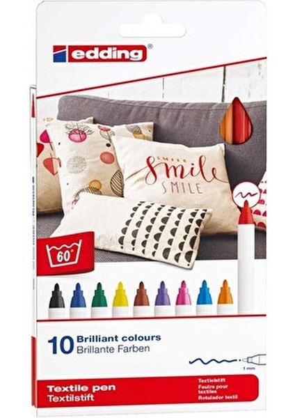 10lu Kumaş Boyama Kalemi Suya Dayanıklı Mürekkep ile Hızla Kuruyan Renkler