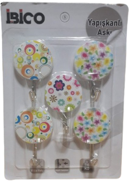 5 Parça Meyve Resimli Metal Uçlu Kendinden Yapışkanlı Askı (2 kg Taşıma Kapasiteli) fiyatları