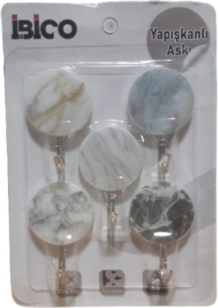 5 Parça Meyve Resimli Metal Uçlu Kendinden Yapışkanlı Askı (2 kg Taşıma Kapasiteli) modelleri