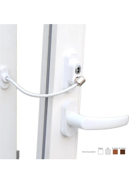 Anahtarlı Halatlı Pvc Kapı Pencere Emniyet Kilidi (5047)