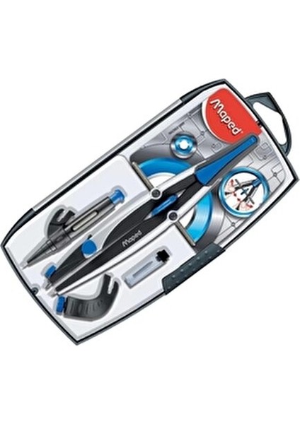 4'lü Premium Pergel Seti Metal Gövdeli Mavi Renkli Özel Saklama Kutulu modelleri