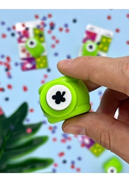 Pembe Mini Delgeç 4 Yapraklı 8 mm Kesim Çapı ile Kawaii Desenli