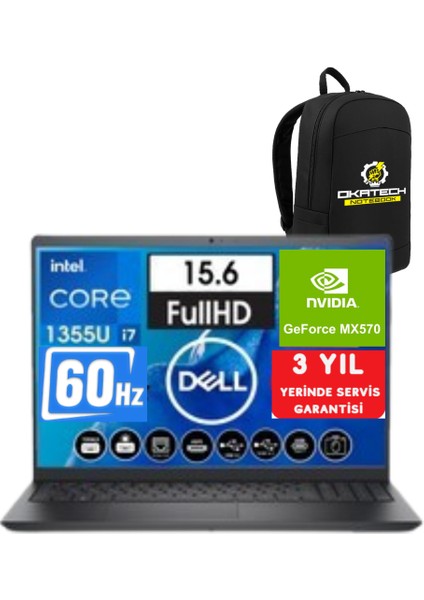 Latitude 3550 I7-1335U 16GB Ram 1 Tb SSD 15.6" MX570 2gb Harici WIN11 Pro + Okatech Çanta