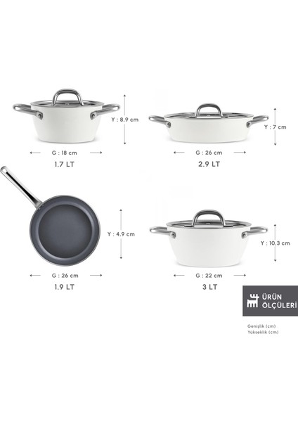 x Refika Swiss Crystal Metal Kulplu 7 Parça Tencere Seti fiyatları