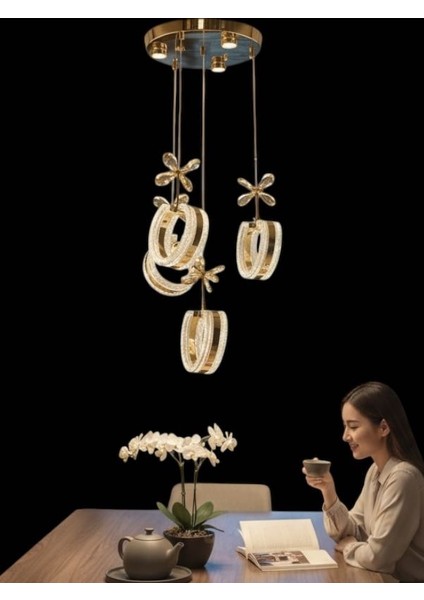 Kristal Alyans Modern Sarkıt LED Avize 4 Top fiyatları