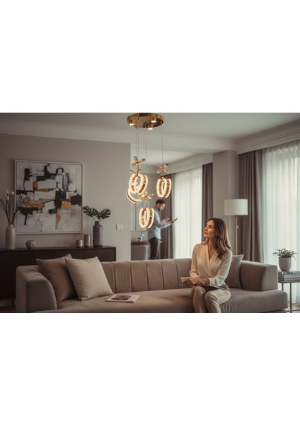 Kristal Alyans Modern Sarkıt LED Avize 4 Top fırsatları