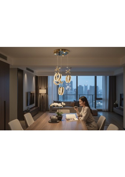 Kristal Alyans Modern Sarkıt LED Avize 4 Top indirimleri