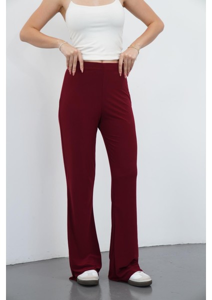 Nira Kadın Maxi Boy Ispanyol Paça Viskon Pantolon-Bordo fiyatları