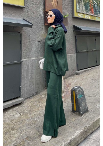 Selanik Pantalonlu Tesettür Takım Zümrüt Yeşili fiyatları