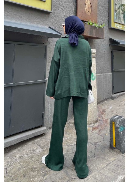 Selanik Pantalonlu Tesettür Takım Zümrüt Yeşili fırsatları