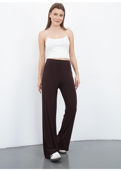 Nira Kadın Maxi Boy Ispanyol Paça Viskon Pantolon-Kahverengi fiyatları